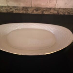 Lenox Oval Bread Tray Basketweave Pattern W/Gold Trim